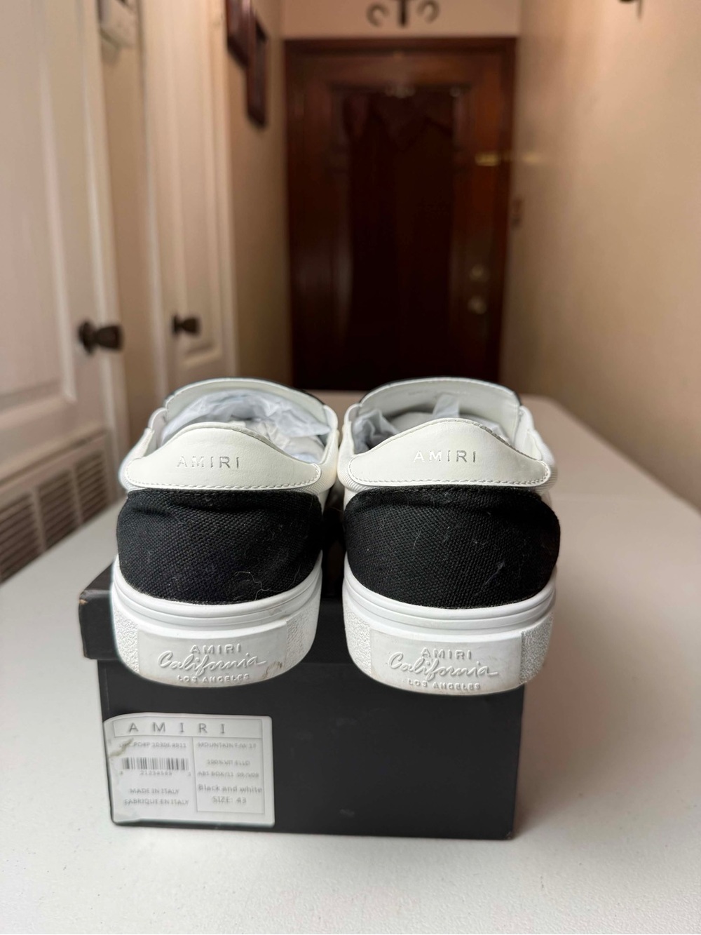 Used Amiri Skeleton Slip On Sneaker Men's Black White Bone Sz 43 / US 10 - Picture 5 of 7